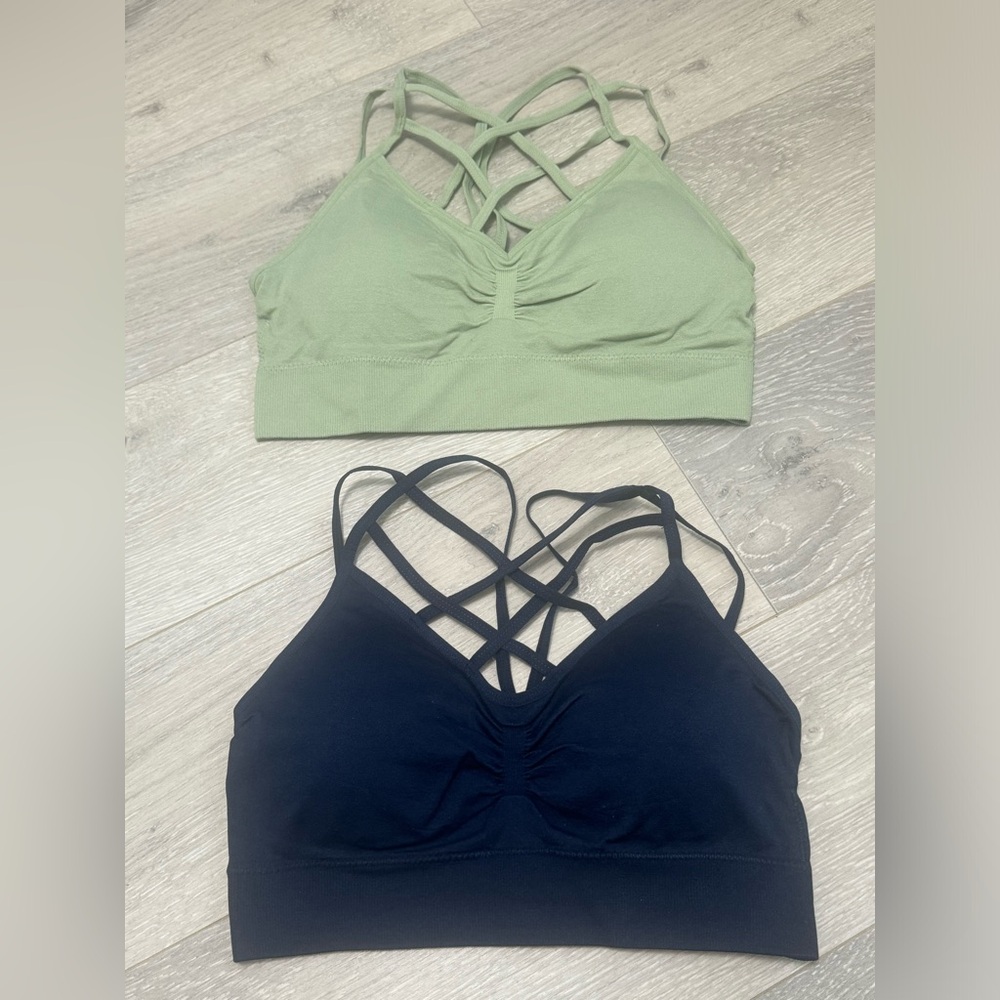 Zenana Outfitters Navy and Sage Sports Bras - Picture 3 of 16